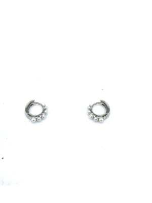 cerchio piccolo con perle in argento rodiato